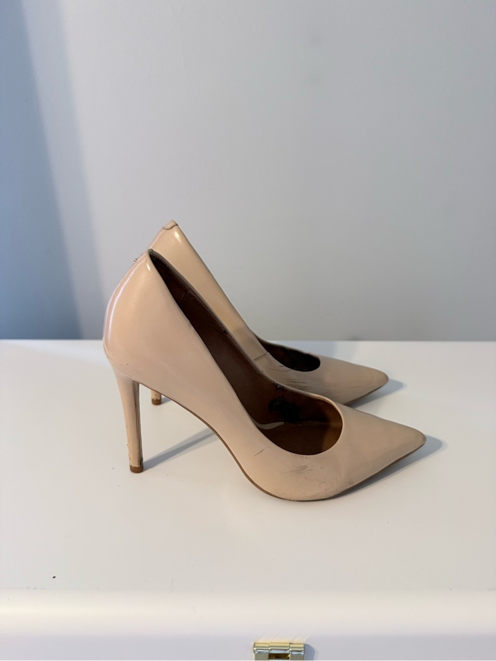 Steve Madden Nude Patent Pointed-Toe Stiletto Pumps